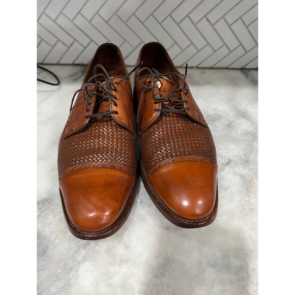 Allen Edmonds Woven Leather Cap Toe Oxford 9D Chestnut Brown Dress Shoes USA main image 7